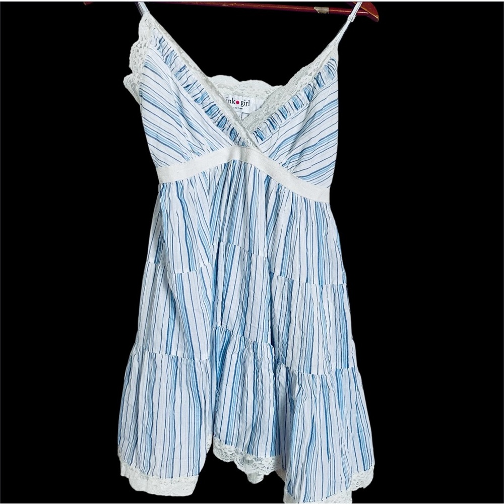 Pink girl Collection Dress Size M With Stripes Blue